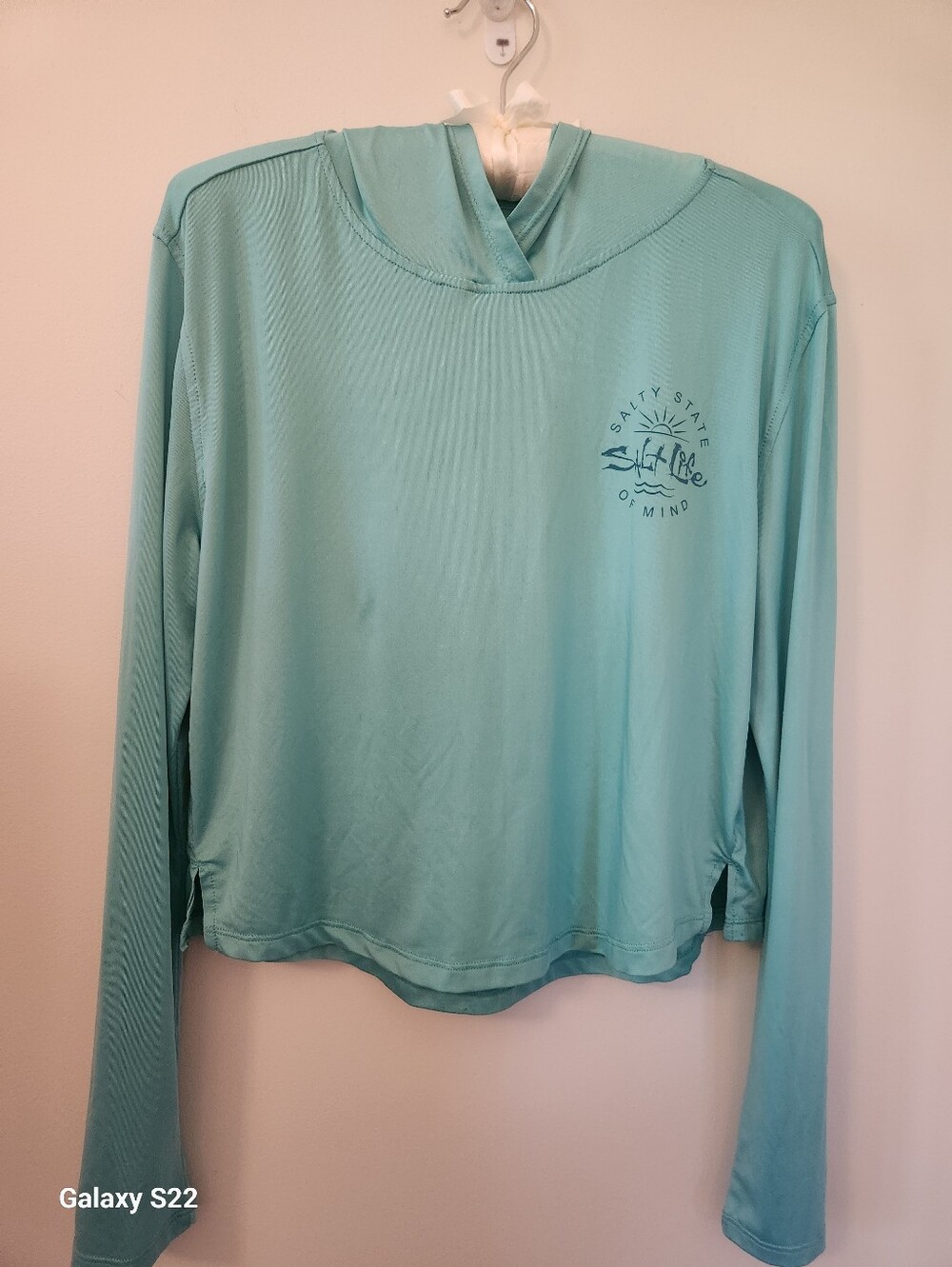 Salt Life Women's Aqua Hooded Sun Shirt with Logo